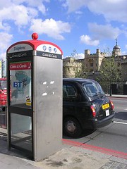 phone box, taxi, tower of london