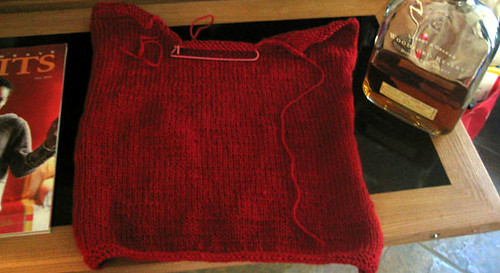 red sweater back