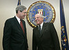 Swiss Justice Minister Christoph Blocher and FBI-Director Robert Mueller
